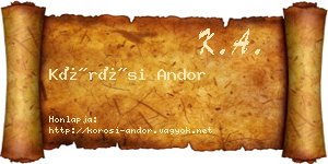 Kőrösi Andor névjegykártya